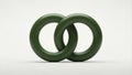 Two Interlocking Green Rings on a White Background Royalty Free Stock Photo