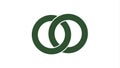 Two Interlocking Green Rings on a White Background Royalty Free Stock Photo