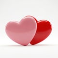 Two interlocking hearts isolated on white background Royalty Free Stock Photo