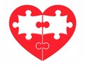 Two interlocking pieces of a jigsaw puzzle form a perfect heart, symbolizing connection and completion Royalty Free Stock Photo