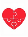 Two interlocking pieces of a jigsaw puzzle form a perfect heart, symbolizing connection and completion Royalty Free Stock Photo