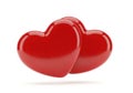 Two interlocking red hearts Royalty Free Stock Photo
