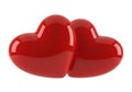 Two interlocking red hearts Royalty Free Stock Photo