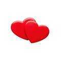 Two interlocking red hearts isolated on transparent background Royalty Free Stock Photo