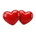 Two interlocking red hearts symbolizing love and affection isolated on transparent background Royalty Free Stock Photo