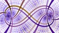 Two interlocking spirals creating an infinity symbol with decorative tiles, all in pastel purple and yellow