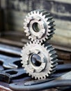 Two interlocking toothed gears