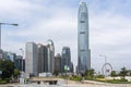 Two International Finance Centre and the skyline of Hong Kong Island Royalty Free Stock Photo