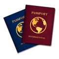 Two international passports concepts blue and red versions