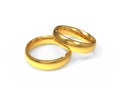 Two intertwined gold wedding rings. Royalty Free Stock Photo