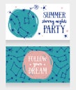 Two invitation cards for starry party Royalty Free Stock Photo