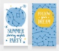 Two invitation cards for starry party Royalty Free Stock Photo