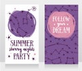 Two invitation cards for starry party Royalty Free Stock Photo