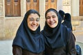 Two Iranian women in Tabatabaei historical house, Kashan, Iran