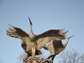 Two iron stork on Independence Square in Minsk