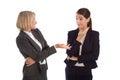 Two isolated businesswoman talking together: concept for body la