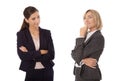 Two isolated businesswoman talking together: concept for body la