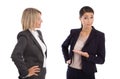 Two isolated businesswoman talking together: concept for body la