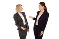 Two isolated businesswoman talking together: concept for body la