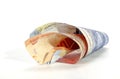Two Isolated Coiled South African Bank Notes Royalty Free Stock Photo