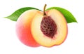 Two isolated peaches Royalty Free Stock Photo