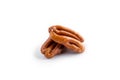 Two isolated pecan nuts Royalty Free Stock Photo