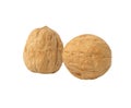 Two isolated walnuts on a white background