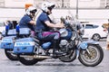 Two italian cops policeman on motorcycles. Rome, Italy