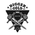 Two jackhammers of gold digger vector emblem Royalty Free Stock Photo