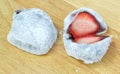 Two Japanese Dessert of Strawberry Mochi or Ichigo Daifuku Royalty Free Stock Photo