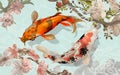 Two Japanese Koi fish swimming Royalty Free Stock Photo