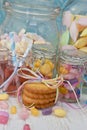 Two jars with pink lemonade