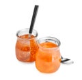 Two jars with tasty sweet jam Royalty Free Stock Photo