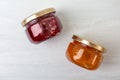 Two jars with tasty sweet jam Royalty Free Stock Photo