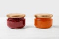 Two jars with tasty sweet jam Royalty Free Stock Photo