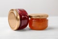 Two jars with tasty sweet jam Royalty Free Stock Photo