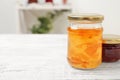 Two jars with tasty sweet jam Royalty Free Stock Photo