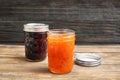 Two jars with tasty sweet jam Royalty Free Stock Photo