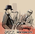 Two Jazz saxophonist playing in New York