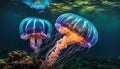 Two jellyfish close up