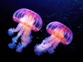 Two jellyfish swimming in the ocean Royalty Free Stock Photo