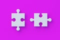 Two jigsaw puzzle pieces on violet background Royalty Free Stock Photo