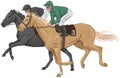 Two jockeys on their racehorses Royalty Free Stock Photo