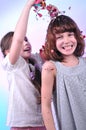 Two joyful children playing and having fun Royalty Free Stock Photo