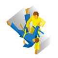 Two judo fighters on white background