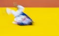 Two judo fighters in white and blue uniform. Blurred motion filter. Professional sport concept Royalty Free Stock Photo