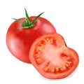 Two juicy ripe red tomato half