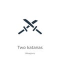 Two katanas icon vector. Trendy flat two katanas icon from weapons collection isolated on white background. Vector illustration