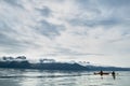 Two kayakers paddling at Prince William Sound, USA