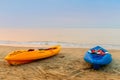 Two kayaks on the beach Royalty Free Stock Photo